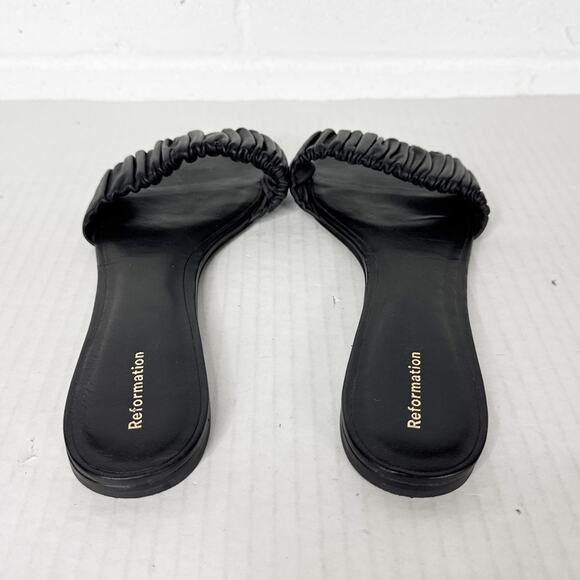 Reformation Sandals Womens Size 9.5 Black Marcella Ruched Slide Square Toe‎ - Picture 4 of 8
